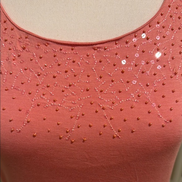 Le Chateau Tank Top Orange Bead Sequins Embellishments Sleeveless Women’s Sz S - Picture 2 of 10